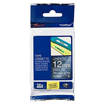Image of Brother TZe PR935 White print on premium glitter silver Roll (1.2 cm x 8 m) 1 cassette(s) laminated tape for P Touch Cube Pro PT P910BT