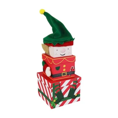 Image of Eurowrap Set of 3 Christmas Novelty Stackable Nest Gift Boxes Present Characters Kids Hamper Elf