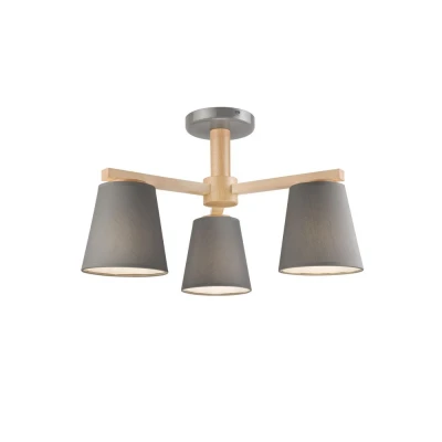 Image of Ellie Multi Arm Semi Flush Ceiling Light Gray, 3x E27