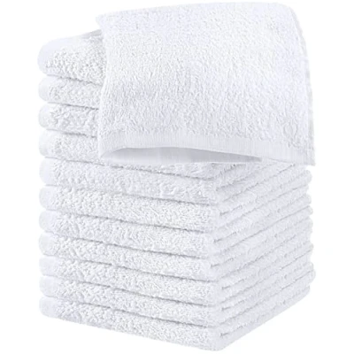 Image of Utopia Towels Cotton Washcloths Set 100% Ring Spun Cotton, Premium Quality Flannel Face Cloths, Highly Absorbent and Soft Feel Fingertip (12 Pack, White)