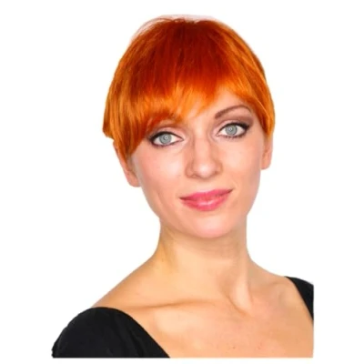 Image of Prettyland Orange Short Wig Unisex Women&#039;s Men&#039;s layered Straight Summer Pixie Cut Hairstyle C643