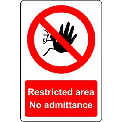 Image of Restricted area no admittance Safety sign 3mm Aluminium (200mm x 150mm)