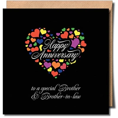Image of Brother and in Law Anniversary greeting Card Gay LGBTQ LGBT 150mm x Premium 300gsm