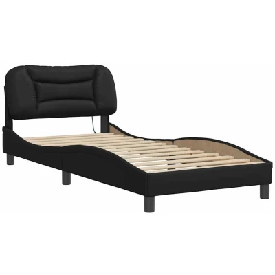 Image of vidaXL Bed Frame with LED without Mattress &quot;Hvar&quot; Black 80x200 cm