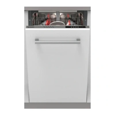 Image of SHARP QW NS14I49EX EN, 45 cm Integrated, Dishwasher, 10 Place Settings, 2 Racks, Half Load Option, White Colour, Silver