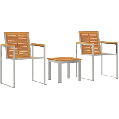 Image of vidaXL Sun Lounger with Garden Chairs 3 pcs Solid Wood Acacia