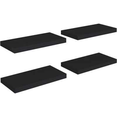 Image of vidaXL Floating Wall Shelves 4 pcs Black 50x23x3.8 cm MDF