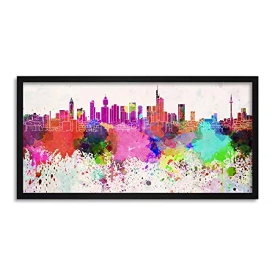 Image of Wee Blue Coo Frankfurt Skyline Paint Splash Cityscape Long Panel Framed Wall Art Print