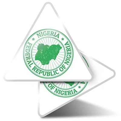 Image of 2 x Triangle Stickers 10 cm Federal Republic of Nigeria Africa Fun Decals for Laptops,Tablets,Luggage,Scrap Booking,Fridges #4782