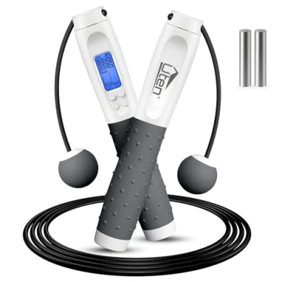 Image of Uten Skipping Rope Adult Fitness, Digital Jump with Counter for Women Men and Kids, Weighted Handles Silicone Workout Exercise Boxing Training