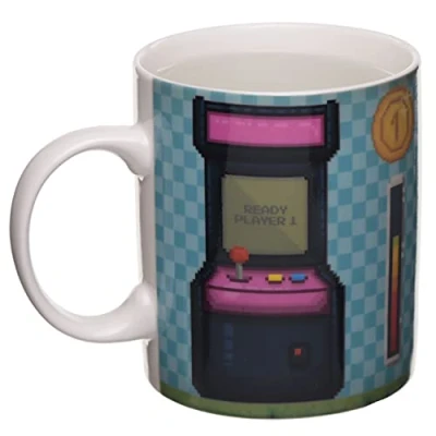 Image of Puckator Game Over Heat Changing Colour Change porcelain Mug, Tea Coffee Hot Drinks Microwave &amp; Dishwasher Safe Height 9.5cm Width 11.5cm Depth 8cm 300ml Capacity