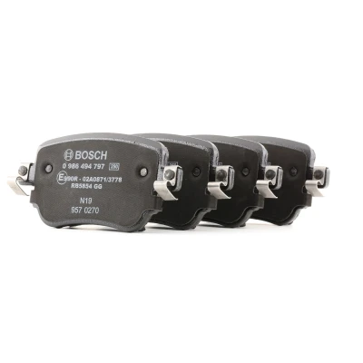 Image of 2K5698451A, 2K5698451B Brake pad set BOSCH 0 986 494 797 Low Metallic with anti squeak plate SEAT: Leon III Hatchback, ST, SC