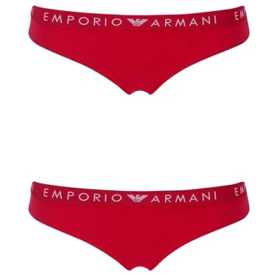 Image of Emporio Armani Women&#039;s Iconic Logoband 2 Pack Brief, Rosso LACCA, S