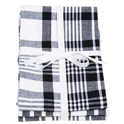 Image of Dexam Love Colour Set of 3 Extra Large Tea Towels True Black, 91x 61