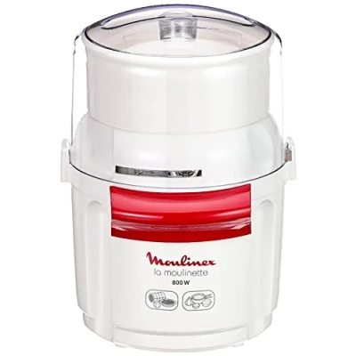 Image of Moulinex AD5601 Moulinette Chopper, 800 W, Chopping, Mixing and Short, System 1 2 3 Quick Operation, Stainless Steel Blade, White Red, Black