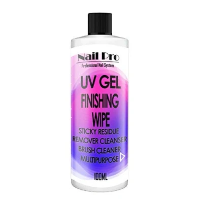 Image of 100Ml Uv Nail Gel Finishing Wipe, Sticky Residue Remover, Cleanser, Brush Cleaner Solution Super Concentrated