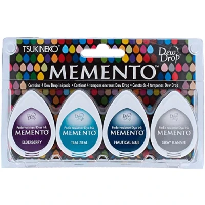 Image of Tsukineko Inks Memento Dew Drop Dye Inkpads 4/Pkg Dolphin Play