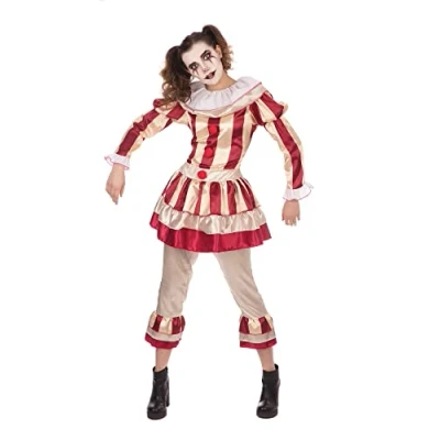 Image of Bristol Novelty AF177S Carnevil Clown (Female) Small Costume, Women, Beige, Red
