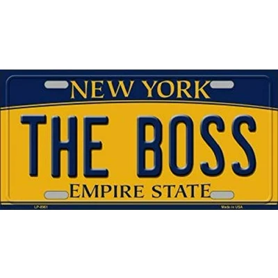 Image of new Sign the boss york state background novelty License Plate 6x12 inches