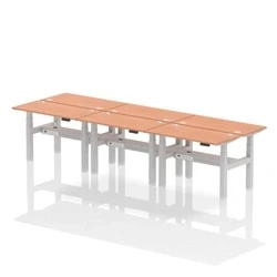 Image of Air B2B 1200x600mm Height Adjustable 6P Bench Desk CP Beech/Silver