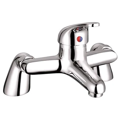 Image of VeeBath PFR94 Perth Modern Round Large Monobloc Single Lever Bath Filler Mixer Tap Bathroom Tub Brass Faucet Chrome, 13.2 cm*18.0 cm*22.0 cm