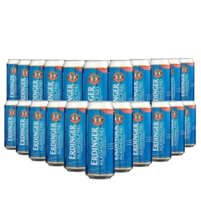 Image of Erdinger Alkoholfrei German Alcohol Free Wheat Beer 500ml Cans 0.5% ABV (24 Pack)