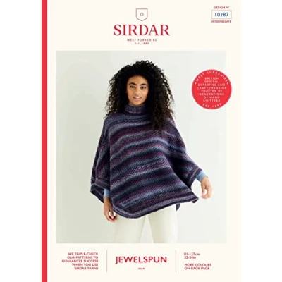 Image of Sirdar Jewelspun Aran Knitting Pattern Booklet 10287 Poncho