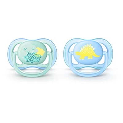 Image of Philips Avent Ultra Air Pacifier, 0 6 months, contemporary decos, blue/green, 2 pack, SCF344/20