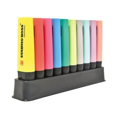 Image of Highlighter STABILO BOSS ORIGINAL Deskset of 10 5 Fluorescent Colours + Pastel