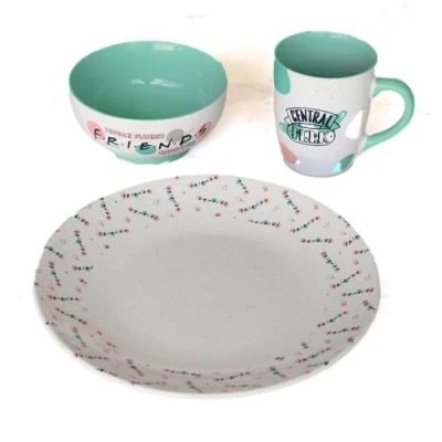 Image of Friends 3 Piece Tableware Set (Simply Design) 11oz Coffee Mug, Plate and Bowl in Presentation Gift Box Official Merchandise