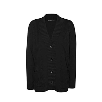 Image of High Street Fashion ® New Womens Ladies Matching Button Long Sleeve Pocket Top Knitted Cardigan Ideal for Casual and Formal wear Size UK 14 16 18 20 22 24 26 28 Black