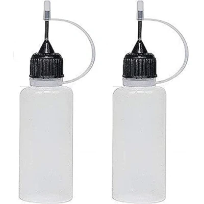 Image of CMJ 2 x 10ml BLACK Needle Tip Plastic Dropper Bottles Squeezable Liquid E Bottle UK Seller