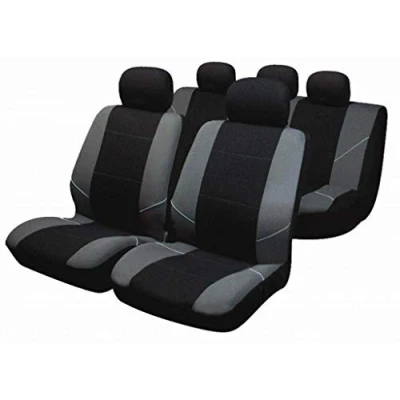 Image of UKB4C Black/Grey Full Set Front &amp; Rear Car Seat Covers for Universal Fit