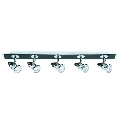 Image of Comet 5 Light Adjustable Ceiling Spotlight Bar Chrome, Matt Black, GU10