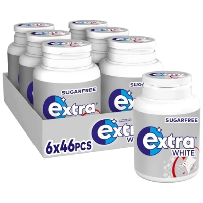 Image of Extra White Mint Flavour Xylitol Sugarfree Chewing Gum Bulk Box, 6 Packs of 46 Pieces (276 Pieces)