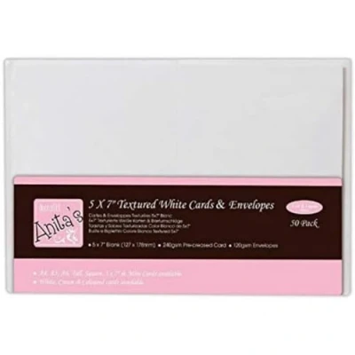 Image of Anita&#039;s Plain, Blank Cards &amp; Envelopes, 5 x 7&quot;, White, Pack of 50, 240gsm, for Home, Wedding, Birthday, Christmas, Thank You, Art Craft, Scrapbooking Supplies, Baby Shower, Card Making