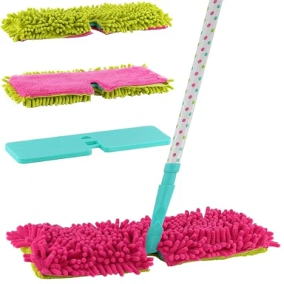 Image of 2 in 1 Double Sided Microfibre Flip Mop Cleaner Sweeper Wooden Laminate Tile Floor Wet Dry With Rplacement Refil Pad