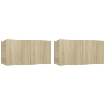 Image of vidaXL Hanging TV Cabinets 2 pcs Sonoma Oak 60x30x30 cm