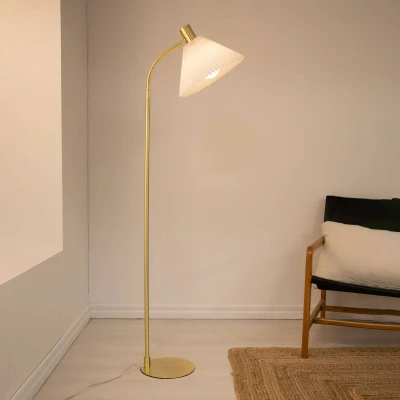 Image of Markslöjd Mira textile floor lamp, brass