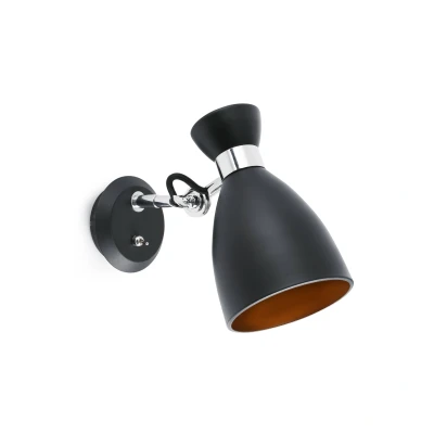 Image of Retro 1 Light Indoor Adjustable Wall Lamp Black, Copper, E14
