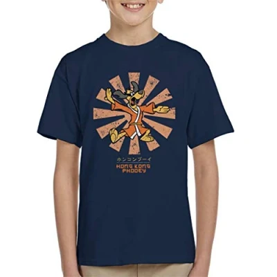 Image of Cloud City 7 Hong Kong Phooey Retro Japanese Kid&#039;s T Shirt Navy Blue