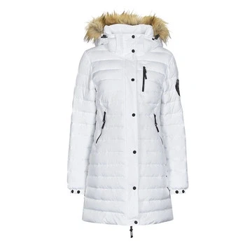 Image of Superdry Women&#039;s Fuji Hooded Mid Length Puffer Jacket, White, 38 EU