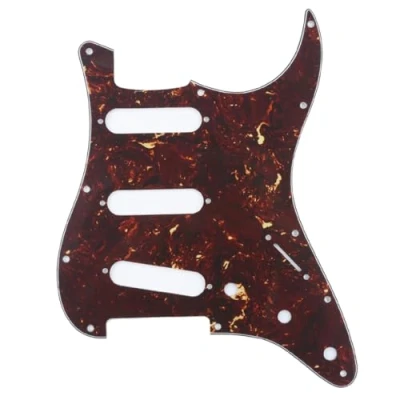 Image of Musiclily 11 Hole SSS Strat Pickguard Scratch Plate for Fender USA/Mexican Standard Stratocaster Modern Style Electric Guitar, 4Ply Tortoise Shell