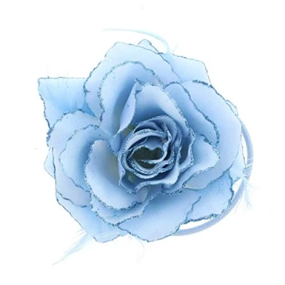 Image of Zac&#039;s Alter Ego Glitter Hair Rose with Feathers on Clip, Elastic &amp; Brooch Pin