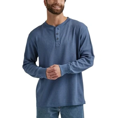 Image of Wrangler Authentics Men&#039;s Long Sleeve Waffle Henley Shirt, Vintage Indigo, XXL