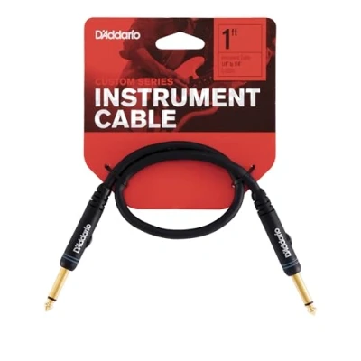 Image of D’Addario Accessories Custom Series Patch Guitar Cables Pedal Cable with ¼ Inch Ends Durable &amp; Reliable Instrument for Pedalboards Straight End, 1 foot