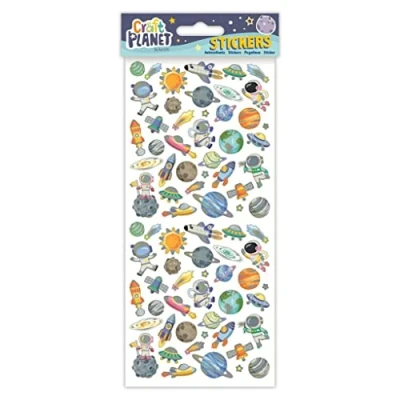 Image of Small Fun Space, Spaceship Planets Labels Stickers for Kids Craft and Decoration