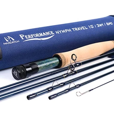 Image of Maximumcatch Maxcatch Performance Nymph Fly Fishing Rod in 2/3/4wt, 10/11ft 4sec (3weight 10ft 6piece(Nymph Travel Style))
