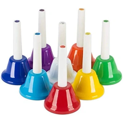 Image of OriGlam 8 Note Diatonic Metal Hand Bells Set Musical Instrument for