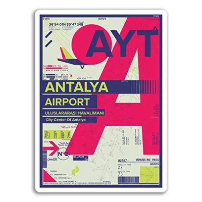 Image of 2 x 10cm Antalya Airport Vinyl Stickers Turkey Sticker Laptop Luggage #17173 (10cm Tall)